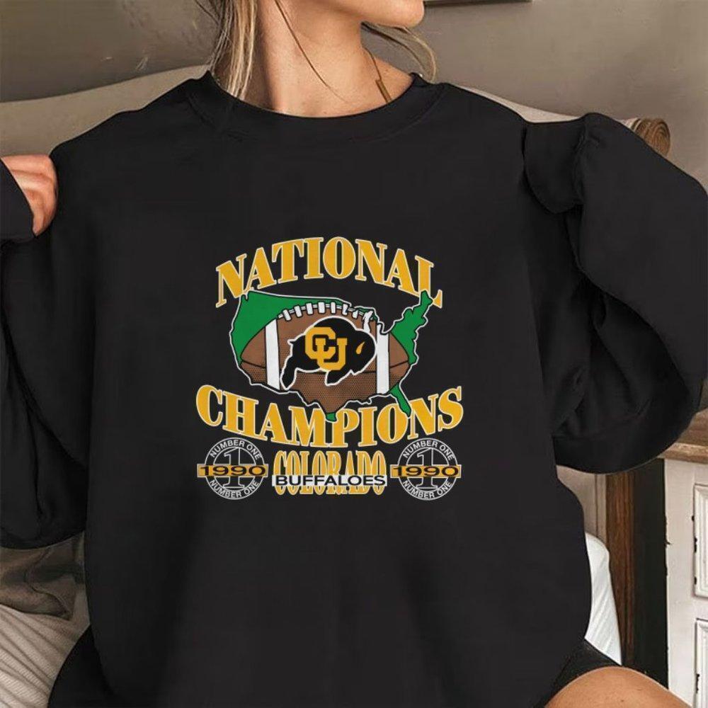Colorado Buffaloes 1990 National Champions Black Football Crewneck Sweatshirt